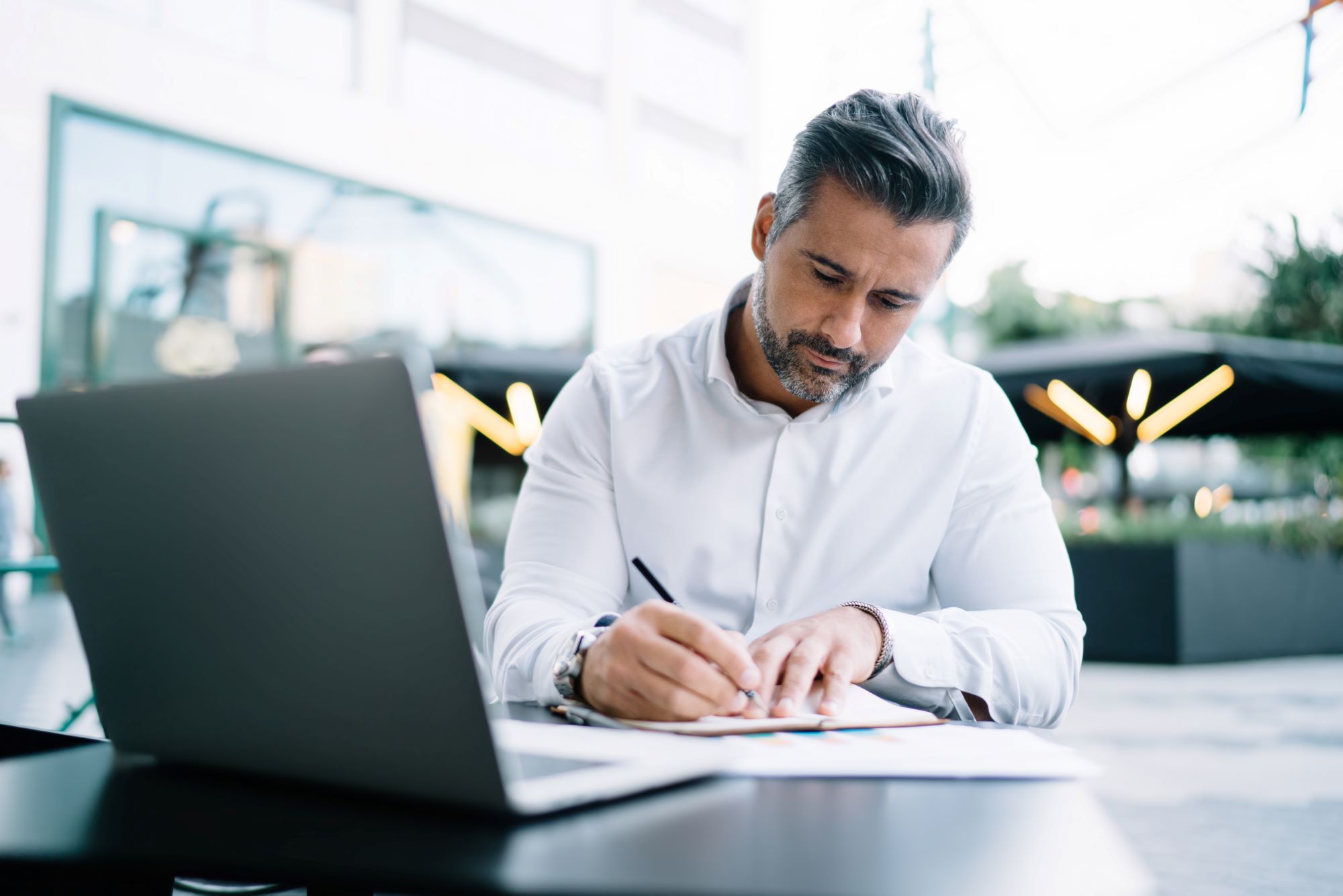 Businessman working on laptop